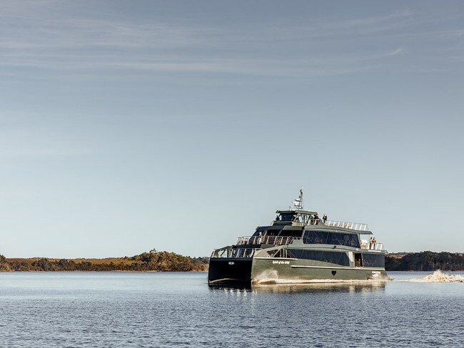 The whisper quiet Spirit of the Wild glides across Macquarie Harbour. Picture: Supplied.