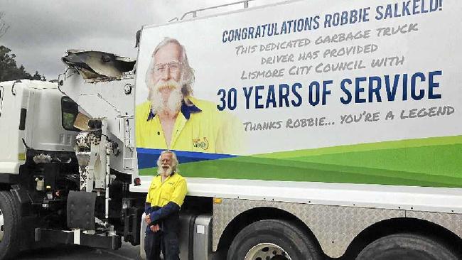 SURPRISE! Robbie Salkeld with Lismore City Council’s sneaky design on the side of his truck.