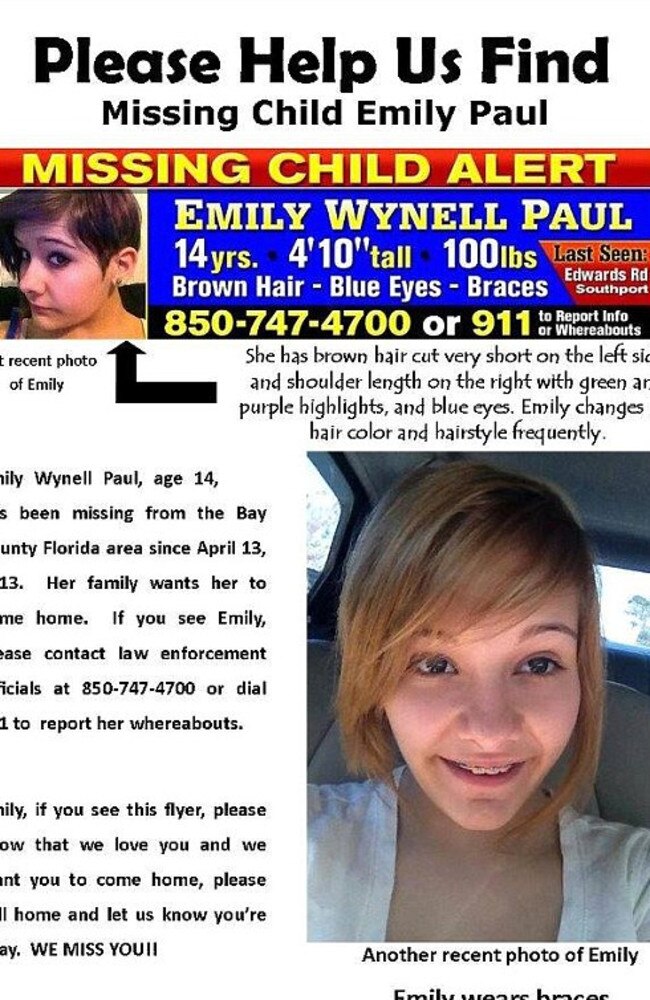 Flyers were posted around town when Emily originally went missing.