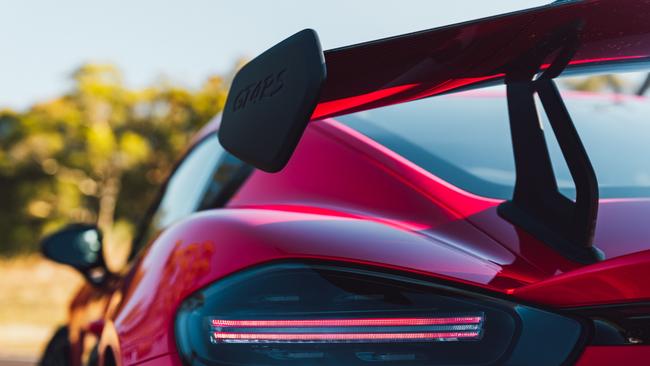 Iain Curry and Jules Lucht with the Porsche Cayman GT4 RS at Targa High Country.