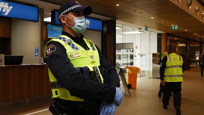 Passengers from Brisbane arrive on Jetstar flight JQ759 at Hobart Airport as Tasmania opened its borders today. Picture: Zak Simmonds