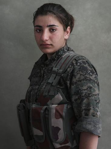 Women of the YPJ, portrait of Sorxwin. NYC photographer Joey L. travels to Iraqi Kurdistan and Syria to tell the story of guerilla groups fighting IS. Picture: Joey L.