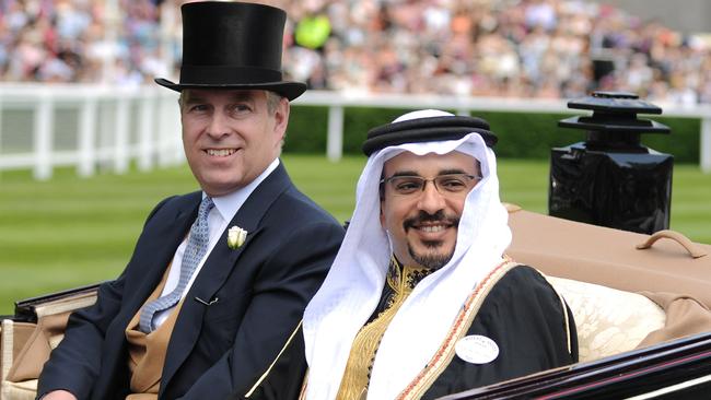 Prince Andrew with the Crown Prince of Bahrain in 2010. Picture: Eamonn McCormack/WireImage