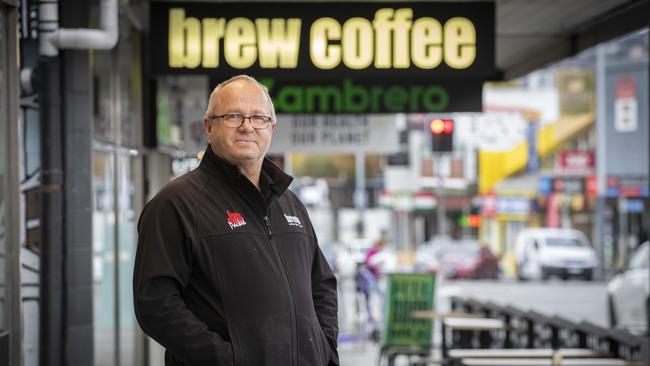 Brew Coffee owner Richard Scarr at Sandy Bay. Picture: Chris Kidd