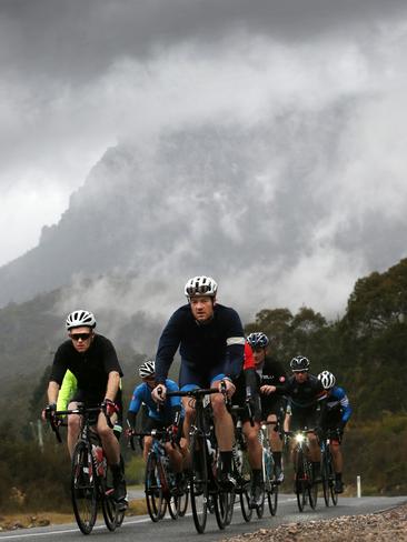 Riders competing in the second Bicycle Network Tasmanian Peaks Challenge. Pictures: CHRIS KIDD