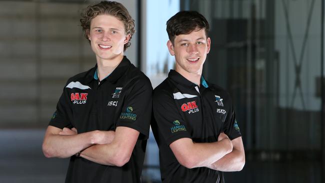 Port Adelaide draftees Zak Butters and Xavier Duursma.