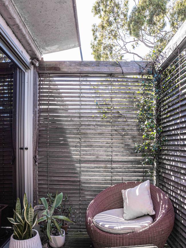 The upstairs terrace deck at Kathy Mckinnon's house in Paddington. Picture: Flavio Brancaleone.