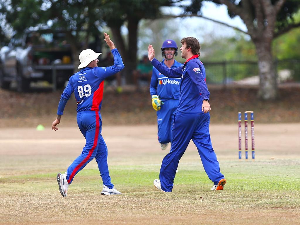 Pictured: Adam Trewin and Sean Prior. Atherton v Barron River. Cricket Far North 2024. Photo: Gyan-Reece Rocha.