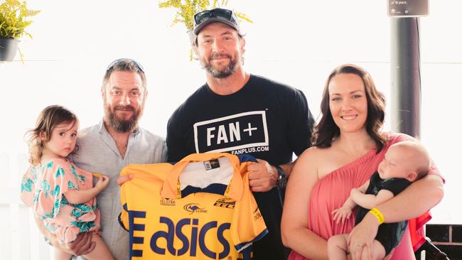 Ex-Eels legend Nathan Hindmarsh with Nathan, wife Ashleigh, daughter Ellie and son Flynn