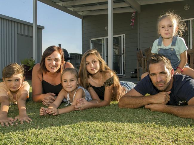 Mackay, 04 Oct 18, Mackay Real Estate Market improving. The Susdorf family has their house for sale.Angelique and Jeffrey Susdorf with their children Paige, Caleb, Violet and Imogen at home in Bucasia, a beachside suburb of Mackay.Photo : Daryl Wright