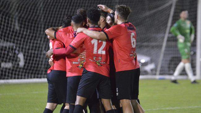 North Sunshine Eagles celebrate a goal. Picture: Lee Roci