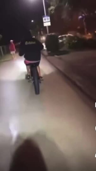 FULL VIDEO: E-bike riders allegedly throw 'piss' on walker