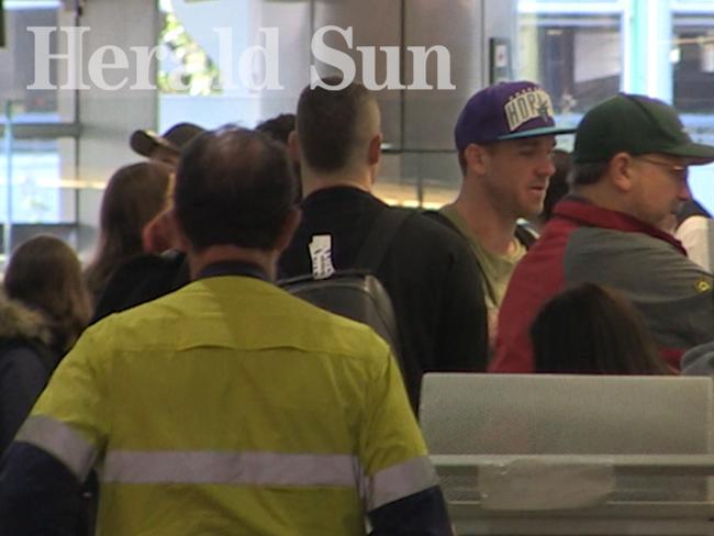 Dane Swan and Dustin Martin at Melbourne airport today. Picture: 15 Minutes of Fame