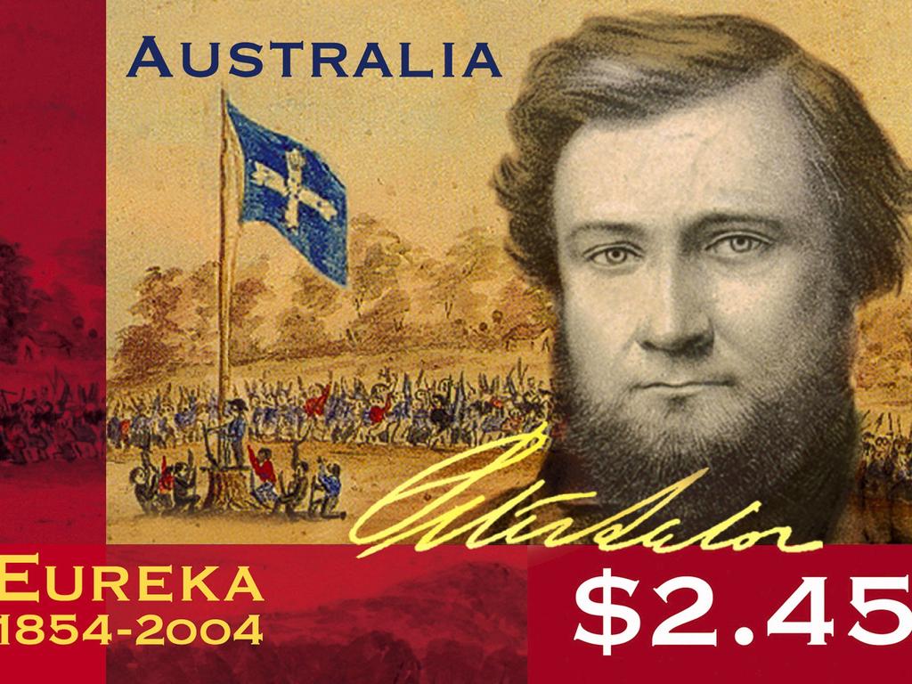 28/06/2004. 150th Eureka Stockade anniversary postage stamp with Peter Lalor.