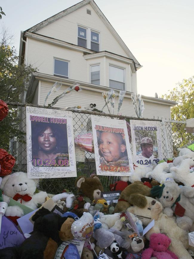 A memorial outside the victims’ home.