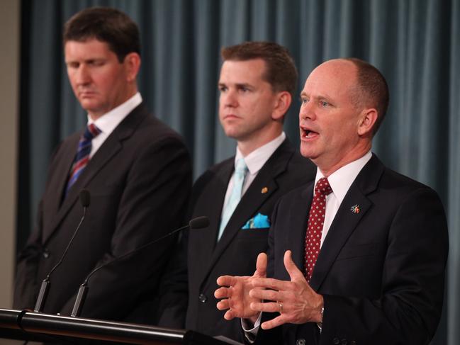 Former premier Campbell Newman in 2012 announcing a Commission of Inquiry into Queensland Health's payroll disaster. Picture: Liam Kidston