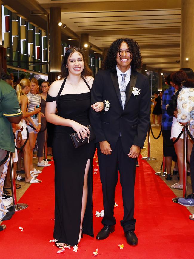 Isabel Peard and Jonte Walker at the Trinity Bay High School formal evening, held at the Cairns Convention Centre. Picture: Brendan Radke