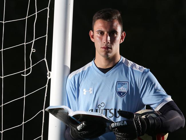 FAIRFIELD ADVANCE/AAP. Young Sydney FC soccer player and goalie Adam Pavlesic poses for photos at Mount Vernon, Thursday, 3rd October 2019. Adam has been named in the Australian Joeys team heading to the World Cup where he will also have to sit his HSC exams while overseas. (AAP IMAGE / Robert Pozo)