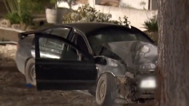 A 45-year-old Swan Reach woman has died after her car crashed into a tree on Friday night in Adelaide, December 20, 2024. Picture: 7 NEWS