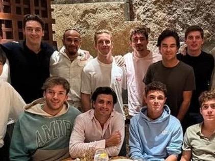 The F1 grid got together for a season ending dinner. Photo: Instagram.