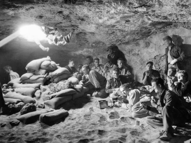 Australian Army soldiers in Libya during World War II. Living quarters were established underground for AIF men between Sollum and Bardia. Picture: Supplied / Commonwealth Department of Information