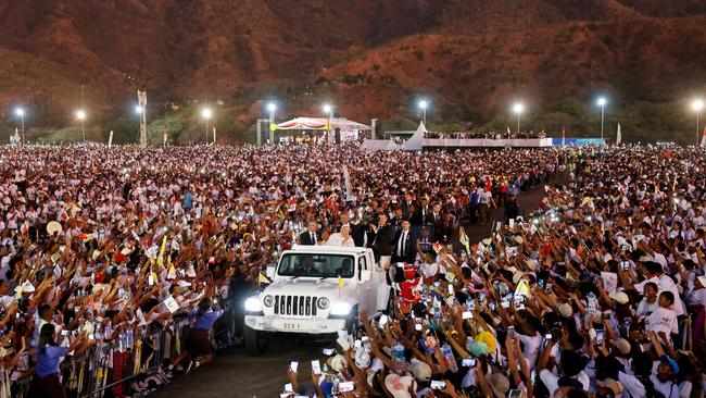 Hundreds of thousands of people greeted Pope Francis in Dili, East Timor. Picture: AP.