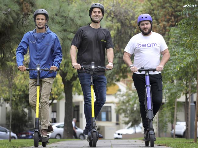 Daniels Langeberg, RIDE CEO Tom Cooper, and Paul Frazer of Beam. Picture: Dean Martin