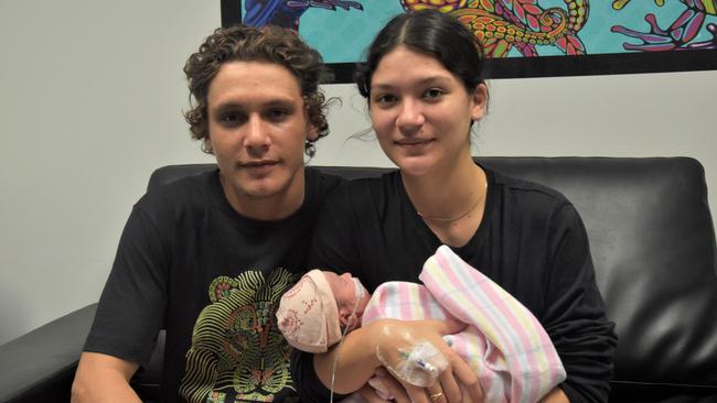 New mum Kiara Fuller and partner Kaiden are proud of their newborn daughter.