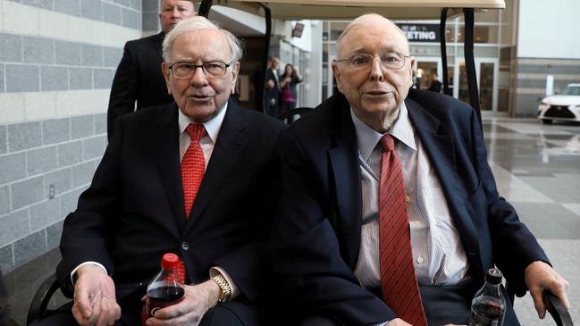 Berkshire Hathaway chairman Warren Buffett, left, and Charlie Munger at the annual Berkshire shareholder meeting. Picture: Reuters