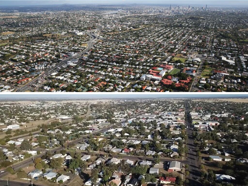 Brisbane’s inner north (top) and Roma in the Maranoa electorate (above)