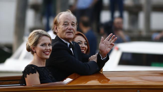 Jennifer Robinson with actor Bill Murray arriving at Palazzo Papadopoli, Hotel Aman, in Venice for the wedding of George Clooney and Amal Alamuddin in 2014 Picture: AFP PHOTO / PIERRE TEYSSOT