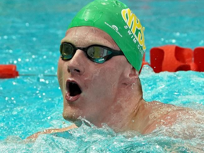 Rowan Crothers wins the Mens 100m Freestyle final during the Australian Short Course Swimming Championships in Melbourne, Friday, October 25, 2019. (AAP Image/Sean Garnsworthy) NO ARCHIVING