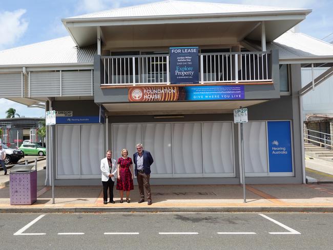 L-R: Donator David Denny’s representative Paul Maguire, Mackay Community Foundation chairwoman Frances Easton and fellow David Denny representative Marcus Pillhofer at Foundation House on 7 Gregory St, Mackay. Picture: Contributed