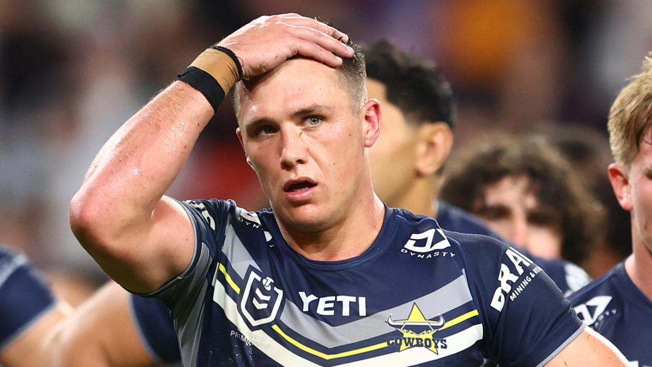 BRISBANE, AUSTRALIA - MARCH 29: Scott Drinkwater of the Cowboys looks on during the round four NRL match between Brisbane Broncos and North Queensland Cowboys at Suncorp Stadium, on March 29, 2024, in Brisbane, Australia. (Photo by Chris Hyde/Getty Images)