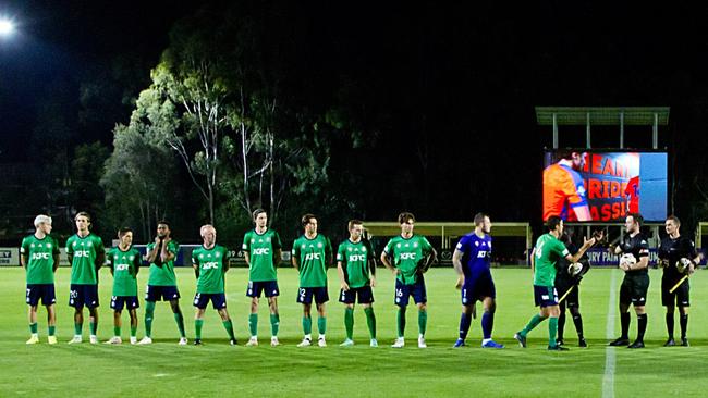 Kingscliff Wolves line up in their Queensland Cup Clash against Lions FC.