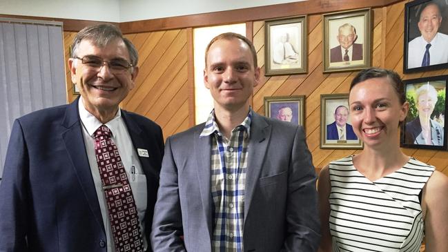 Tablelands Regional Mayor Joe Paronella with the the head of Neoen Australia’s wind development, Garth Heron, and the Kaban Green Power Hub project manager Clara Wilson. Picture: David Anthony