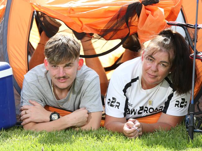 Darren Edwards, 17 and mother Denise Edwards. Teens who've lost a loved one on the roads will bond with those who've faced similar challenges at an upcoming camp in Anglesea. Children aged 12-17 will attend the Road Trauma Families Victoria camp at Anglesea. Darren's footballer brother Jesse Edwards along with a mate was killed in a New Year's roadtrip tragedy to the Gold Coast in 2015, will be among teens going. His mum Denise Edwards, a nurse, is also volunteering to help. Picture: Peter Ristevski