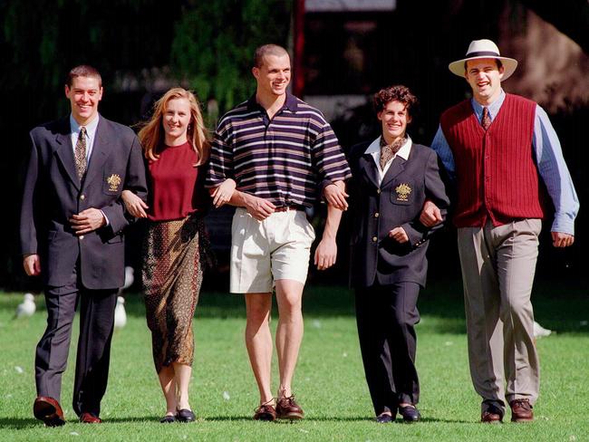 Athletes model the 1996 Atlanta Olympic Games official team uniform. Picture: Gregg Porteous