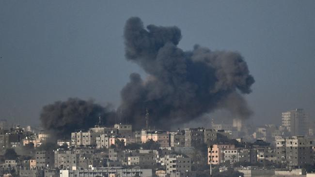 View of Gaza Strip from Sderot along the border on Tuesday. Picture: AFP