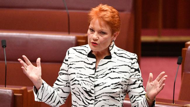 One Nation leader Senator Pauline Hanson said Fraser Anning went too far. Picture: AAP/Mick Tsikas