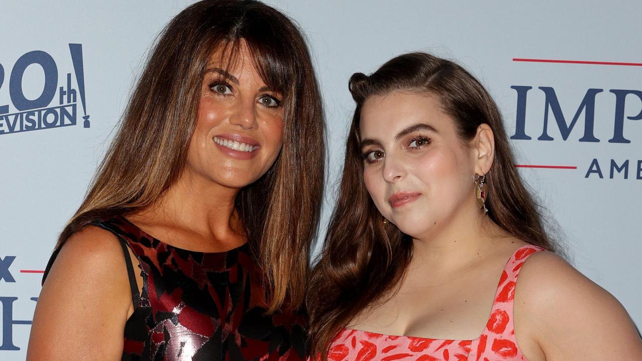 Monica Lewinsky and the actor who plays her younger self, Beanie Feldstein. (Photo by Kevin Winter/Getty Images)