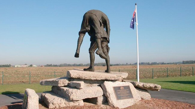 The Cobbers statue at the Australian Memorial Park at VC Corner, near Fromelles