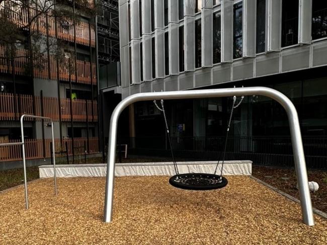 The revamped Cambridge Reserve playground has been described as a prison yard. Picture Supplied