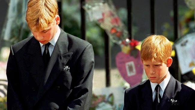 Prince William and Harry kept their heads bowed throughout the procession.