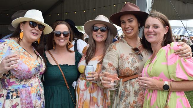 Emma, Lindsey, Chelsea, Sharlena and Claire at the Rockhampton Jaguar Land Rover Pop-Up Polo on June 3, 2023. Picture: Aden Stokes