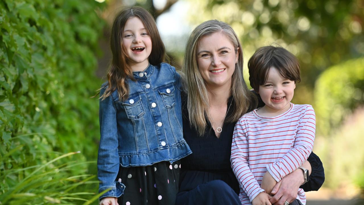 Annabel Bower, pictured with son Tom, 3, and daughter Bonnie, 7, is sharing the story of the stillbirth of her son Miles to raise awareness of the support families need. Picture: Keryn Stevens