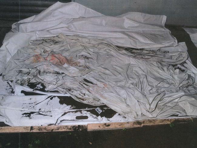 White sheet in which Lilley and Lenon wrapped the body. Picture: WA Police.