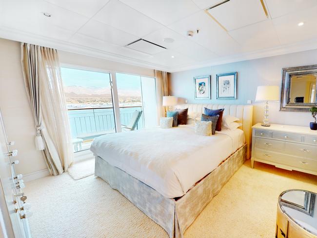 Room with a view: inside one of the bedrooms on board the luxury ship.