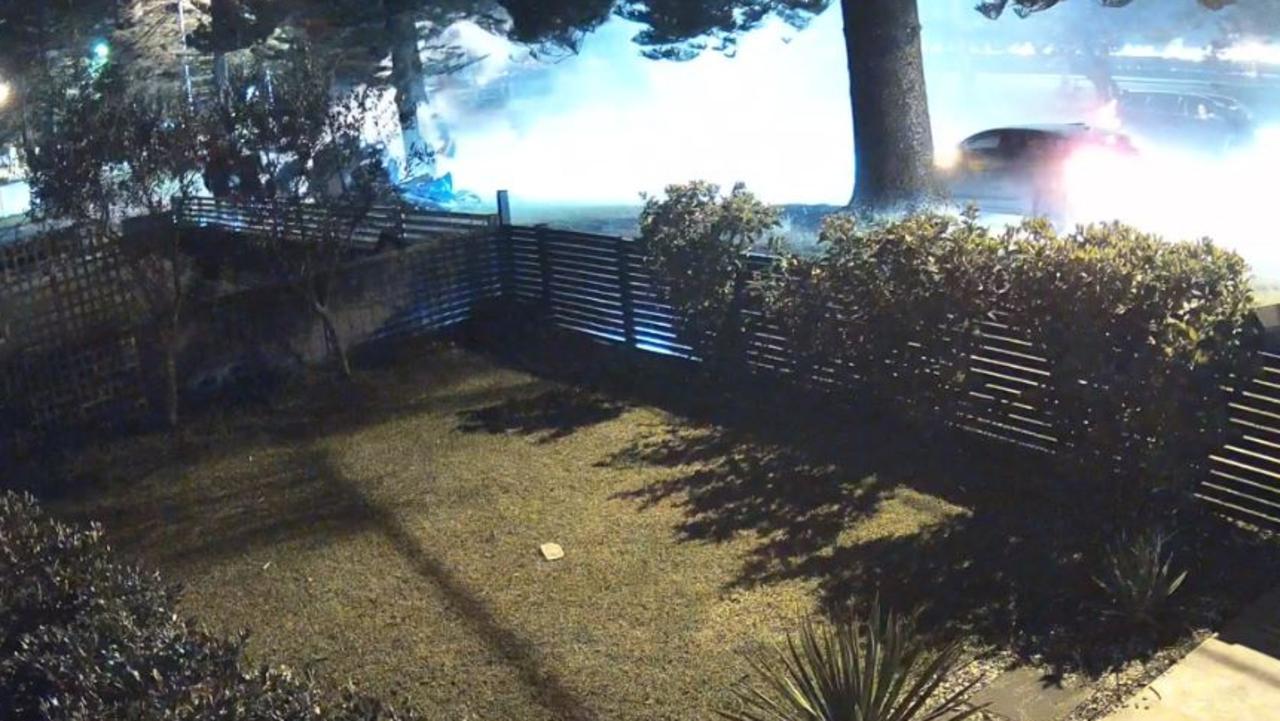 CCTV captured the moment the Subaru hit the tree.