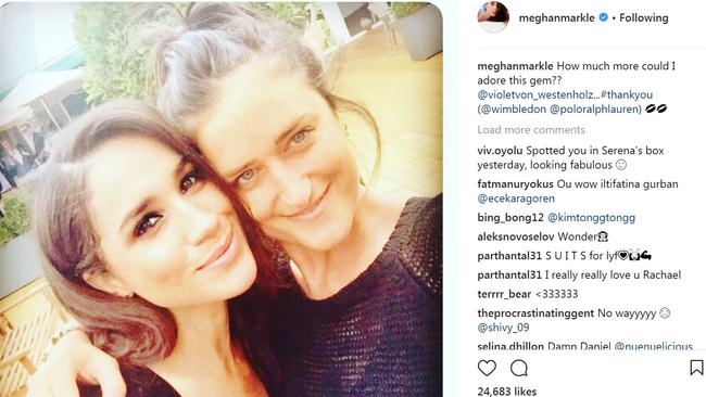 Meghan Markle and Violet Von Westenholz at Wimbledon, posted July 5, 2016. Picture: @meghanmarkle/Instagram